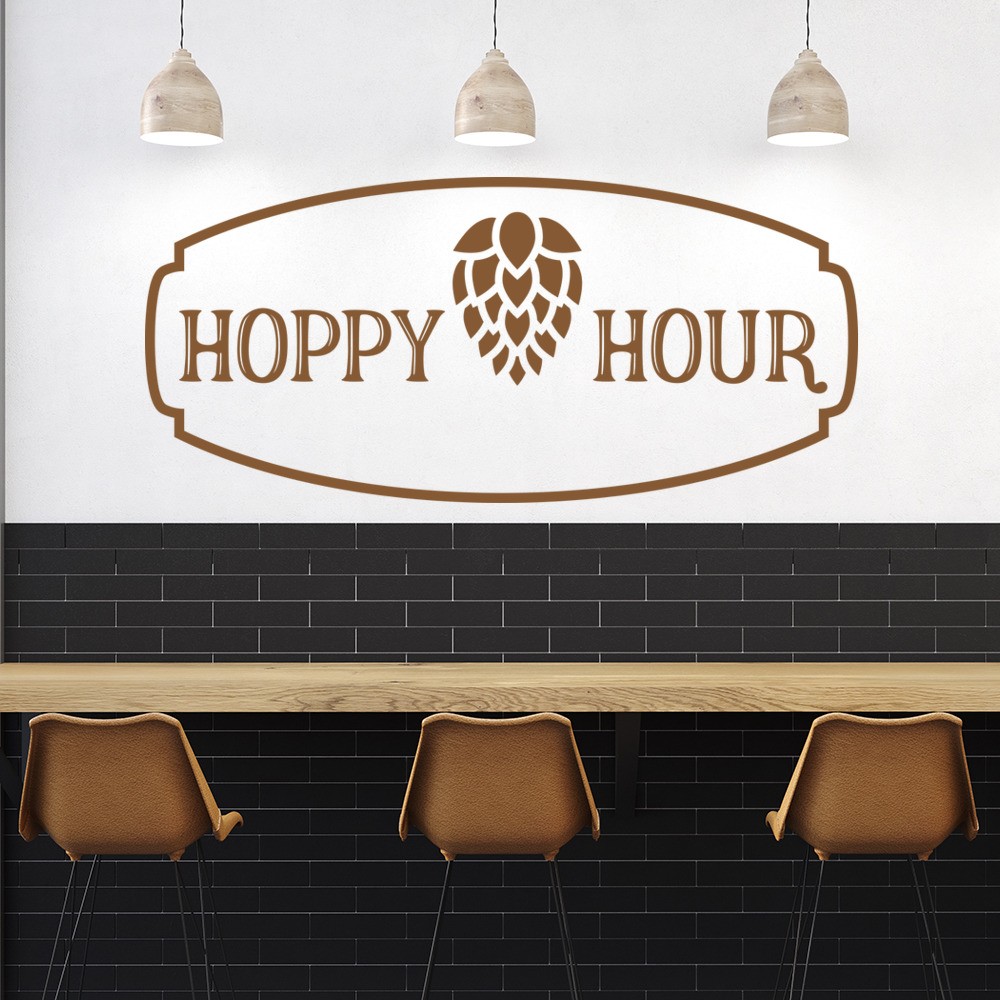 Hoppy Hour Beer Sign Quote Wall Sticker