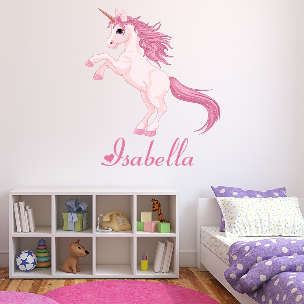 My Little Pony Art Sticker Personalized Custom Name Wall Decals Wall Design Stickers Vinyl Removable Children Kids Rooms Girls Baby Nursery Cartoon Size 18x14 inch