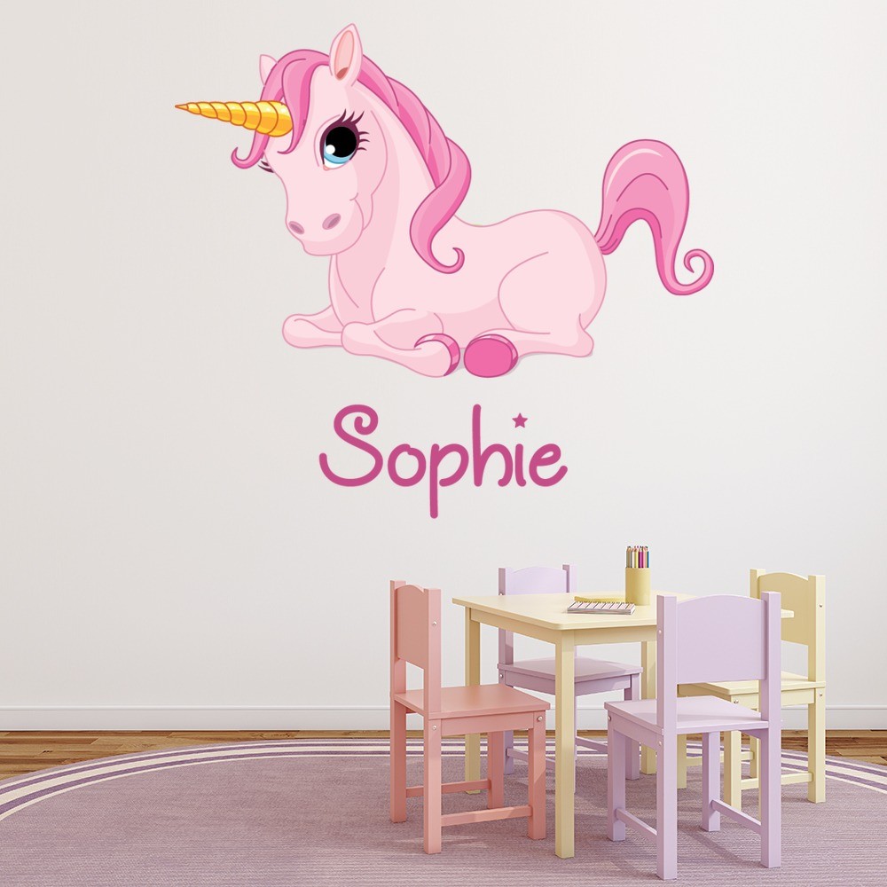 custom name cute unicorn wall sticker personalised kids