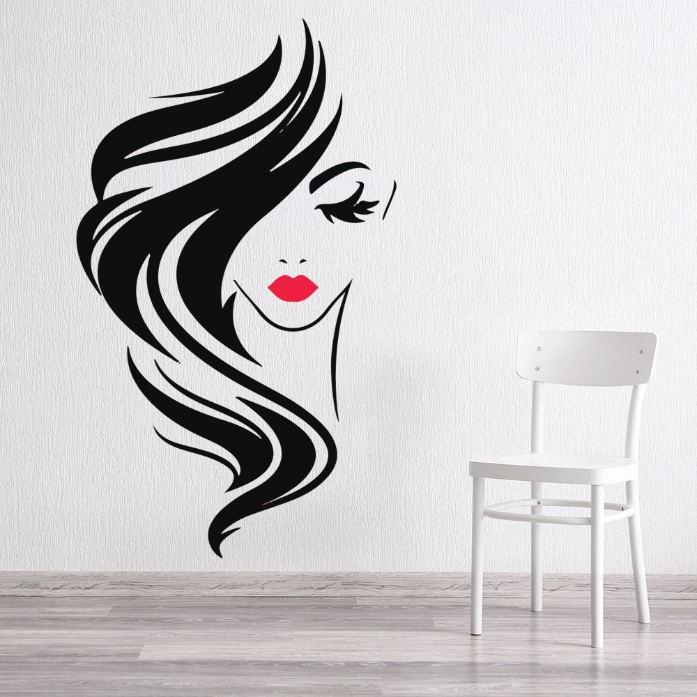 Red Lips, Lashes & Big Hair Salon Wall Sticker
