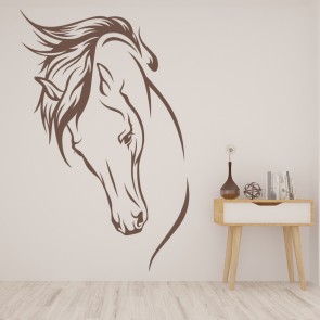 Car Horse Head beautiful with Roses for Living room wall decal sticker Blk 24"