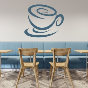 Removable Vinyl decals, Kitchen stickers Restaurant wall decal Tea Cup wall art Coffee Cup Heart shape kitchen wall stickers 