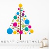 Merry Christmas Tree Pink Blue Bauble Wall Sticker