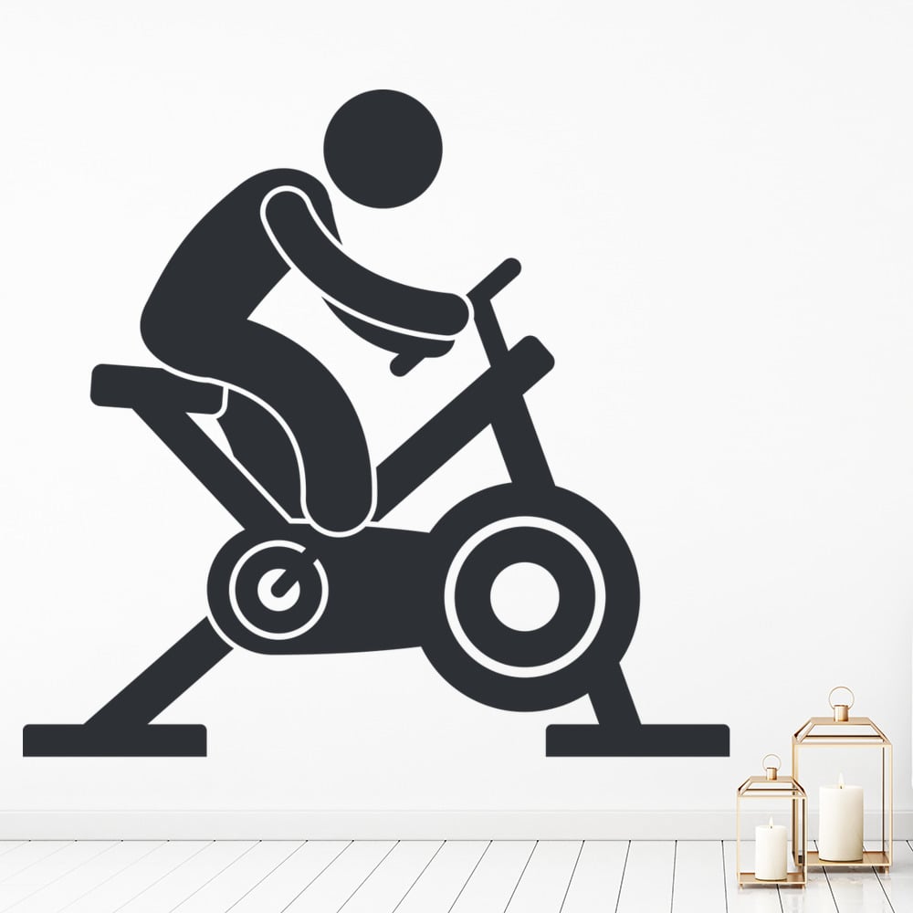 Exercise Bike Wall Sticker Athletics Fitness Wall Decal Sports Gym Home ...
