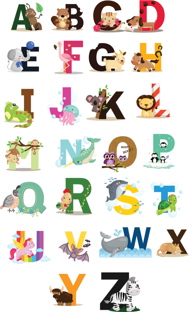 Animal Alphabet Classroom Nursery Wall Sticker | Icon Wall Stickers