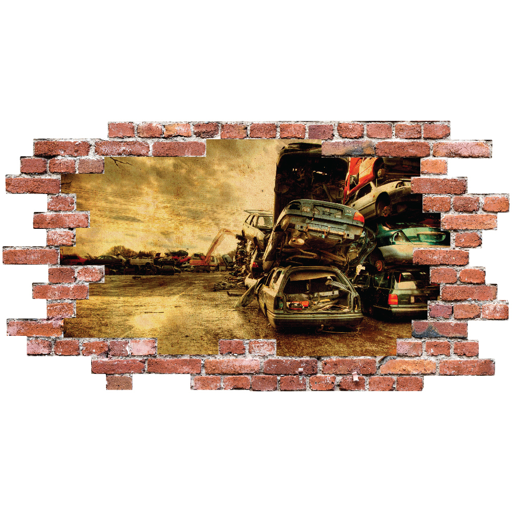 Junkyard Red Brick 3D Hole In The Wall Sticker | Icon Wall Stickers