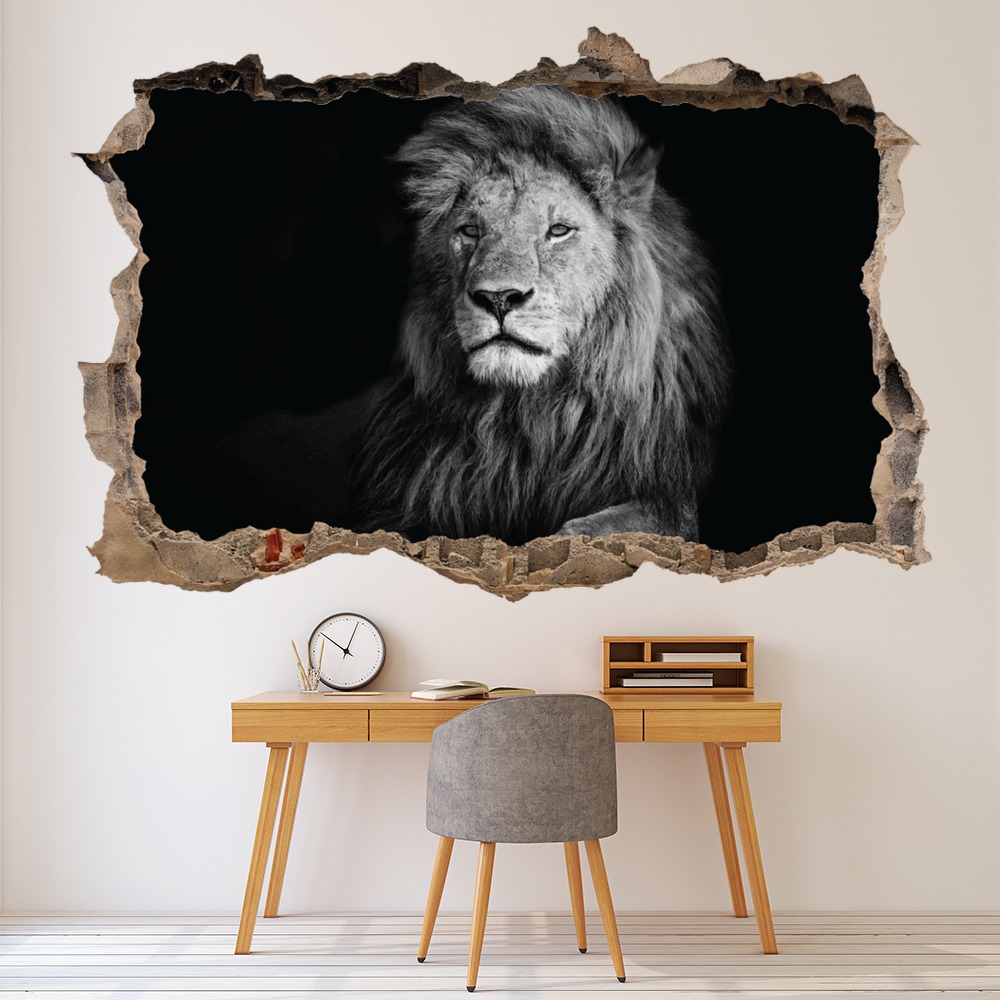 Lion Portrait 3D Hole In The Wall Sticker | Icon Wall Stickers