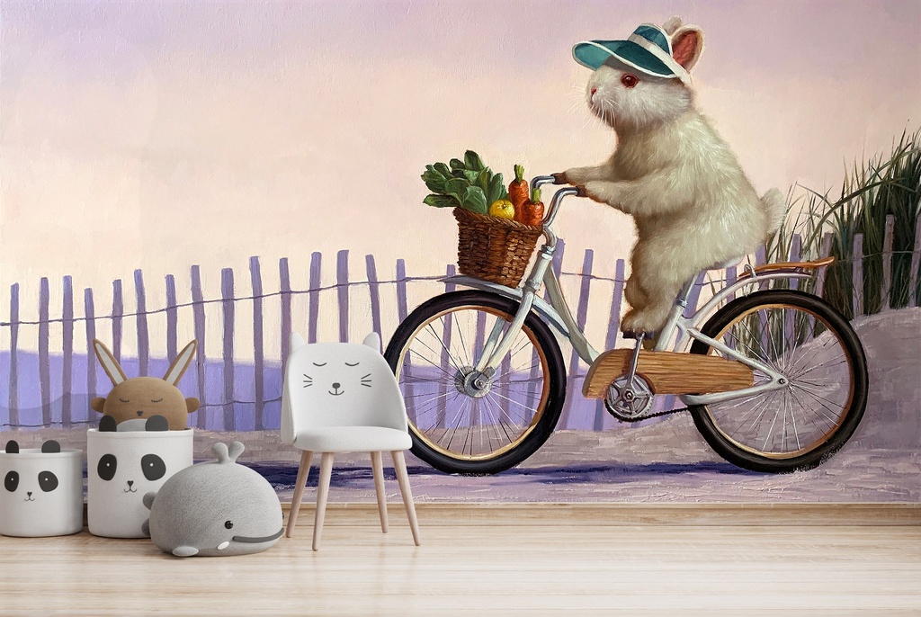 Beach Bunny Wall Mural by Lucia Heffernan