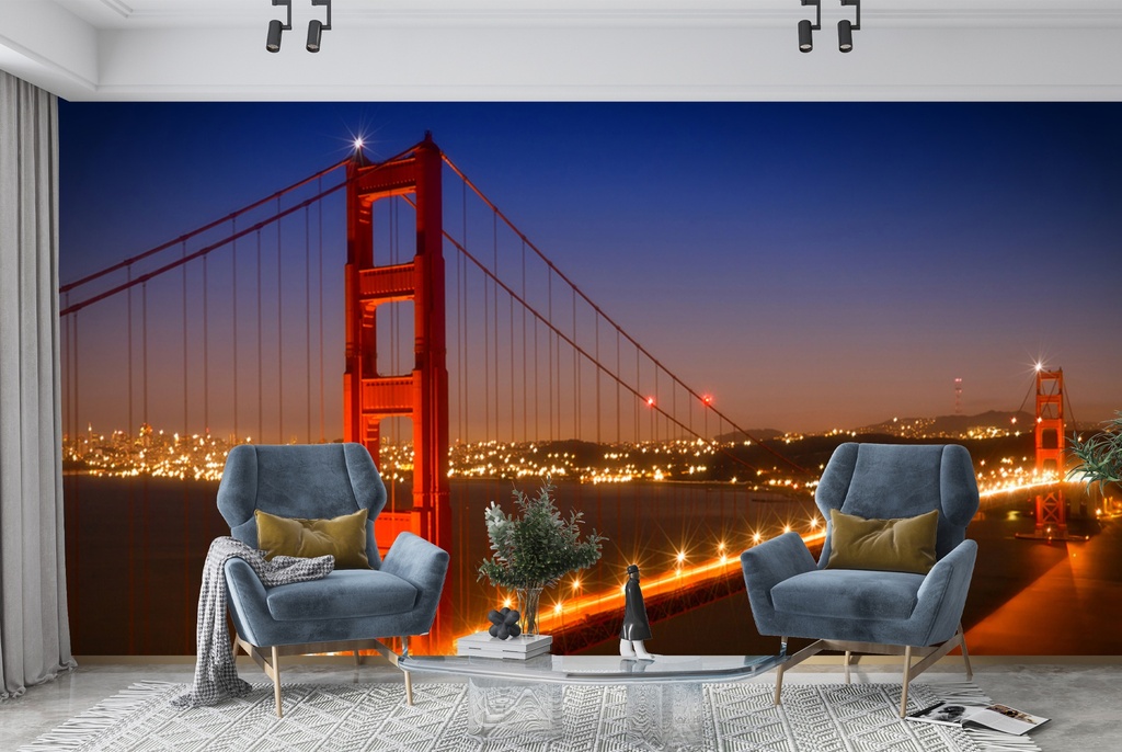 Evening Cityscape oth Golden Gate Bridge Wall Mural by Melanie Viola