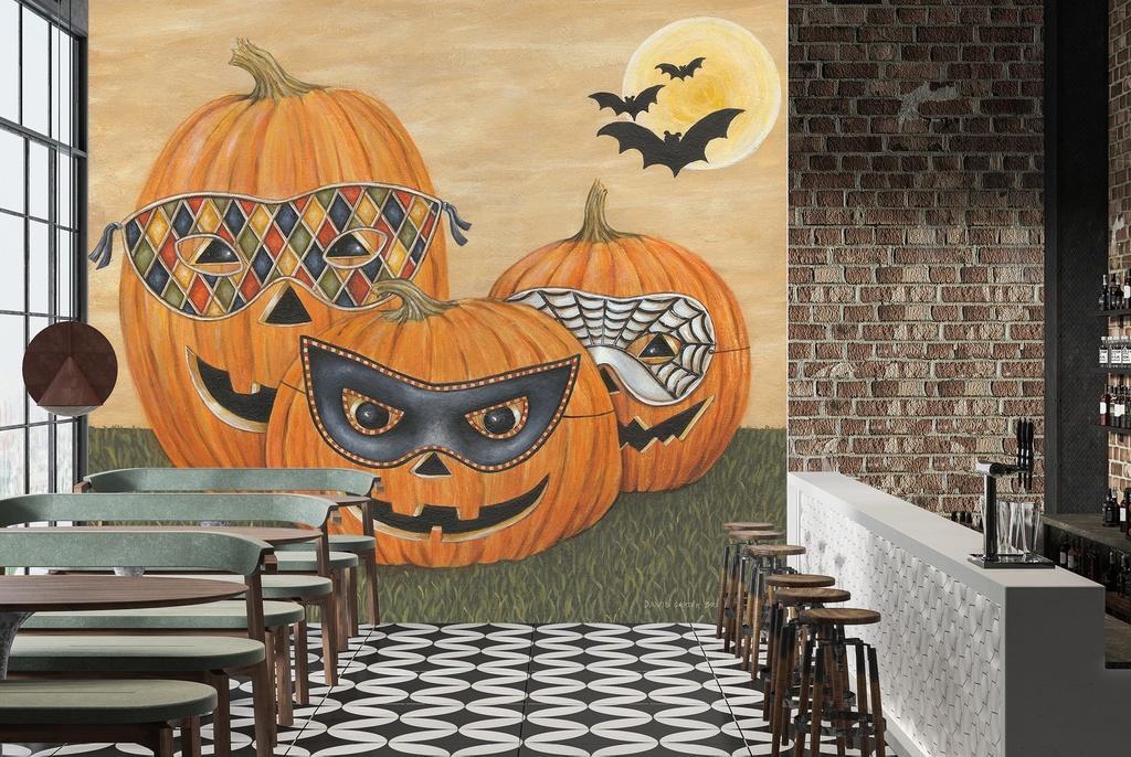 Funny Pumpkins Wall Mural by David Carter Brown