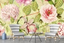 Green Leaves & Flowers Wall Mural by Uta Naumann