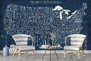 Hand Lettered US Map Wall Mural by Michael Mullan