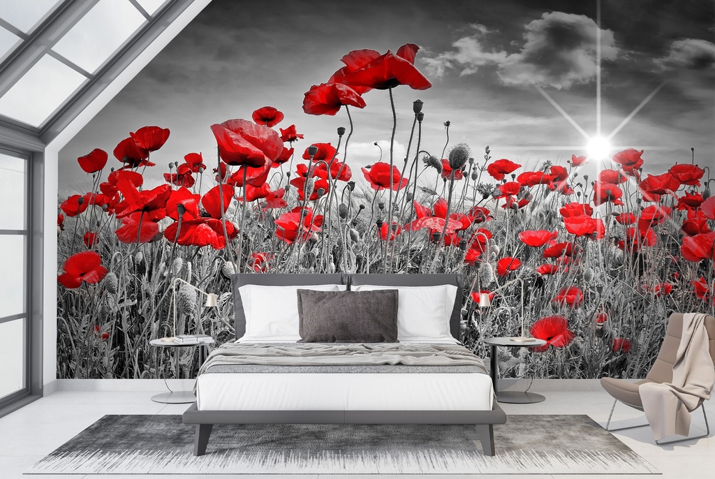 Idyllic Field of Poppies Wall Mural by Melanie Viola - Mod7