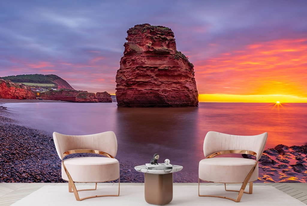 Ladram Bay Sunrise Wall Mural by Gary Holpin