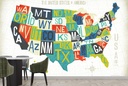 Letterpress USA Map Wall Mural by Michael Mullan