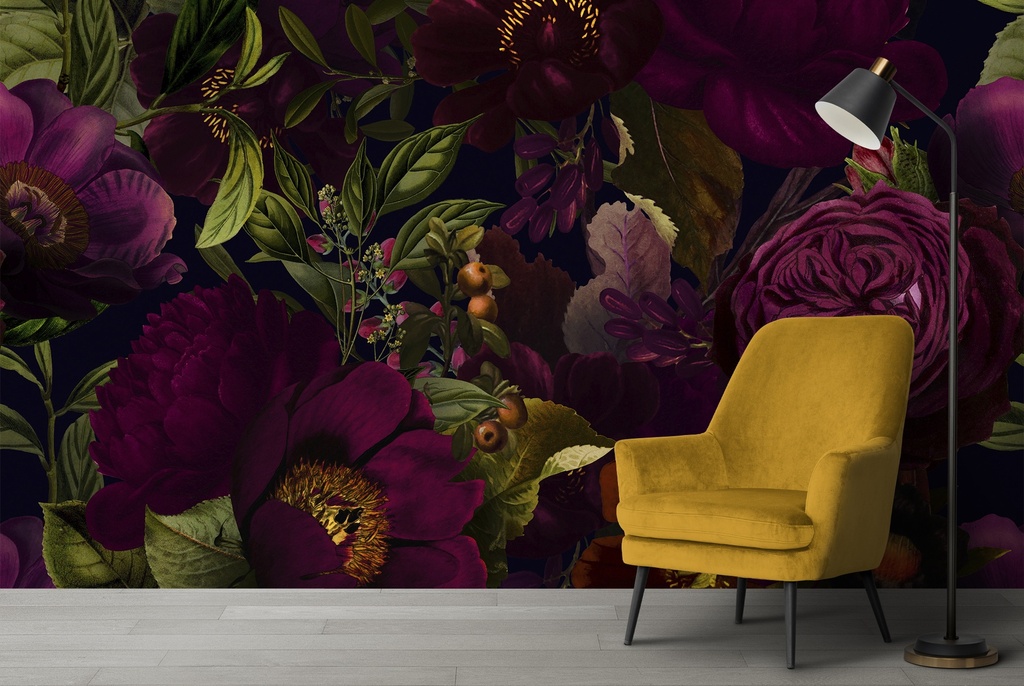 Lush Dark Roses Flower Garden Wall Mural by Uta Naumann