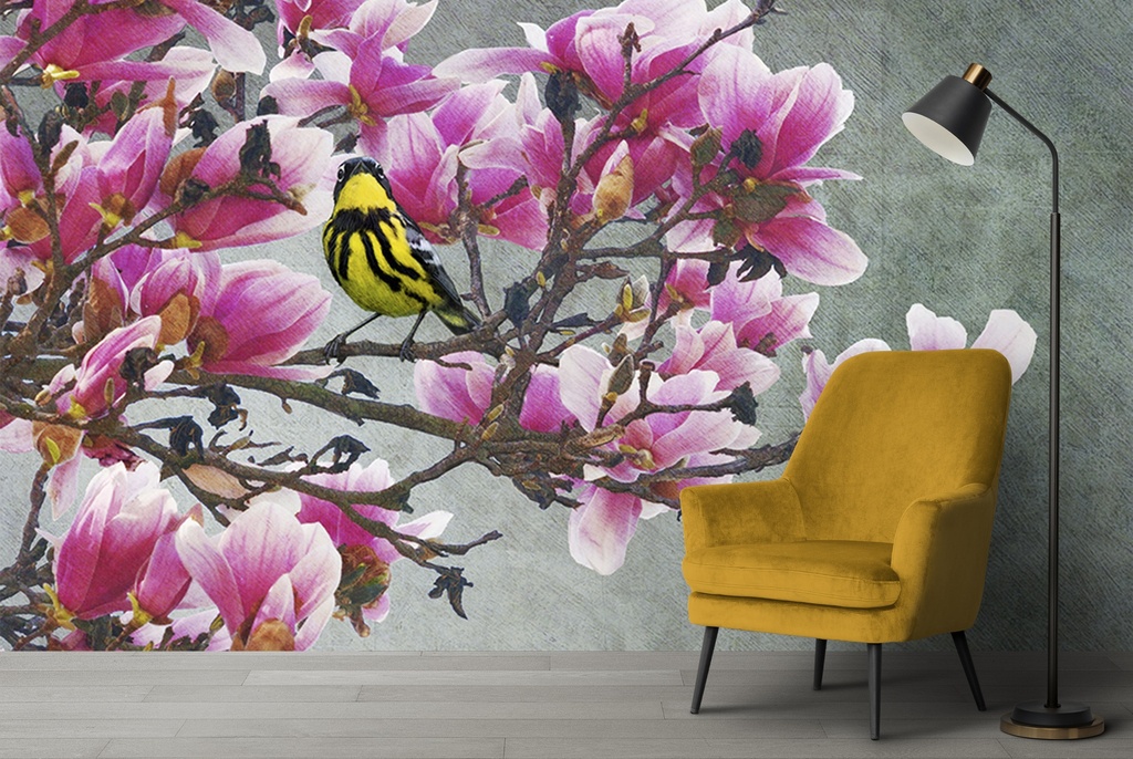 Magnolia & Warbler Wall Mural by Chris Vest