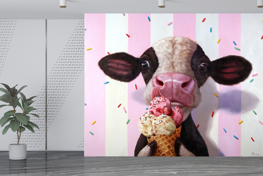 Mooo-Licious Wall Mural by Lucia Heffernan