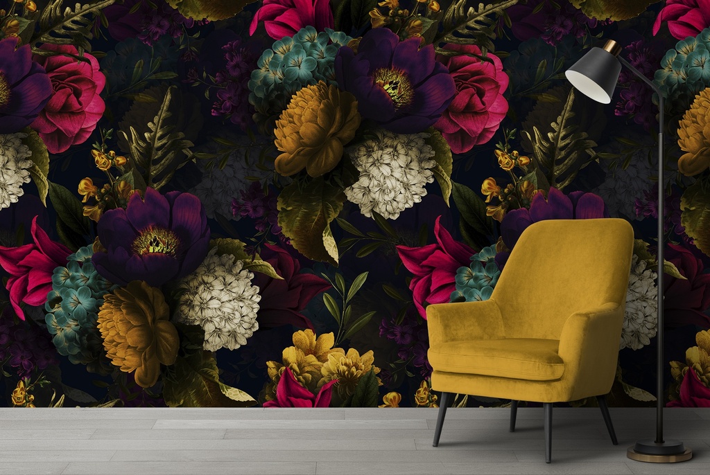 Night Floral Wall Mural by Uta Naumann