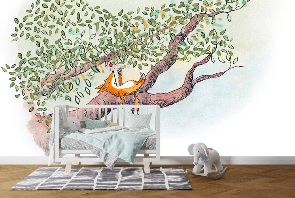 Nori Fox Relaxes Wall Mural by Chantal Bourgonje