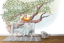 Nori Fox Relaxes Wall Mural by Chantal Bourgonje