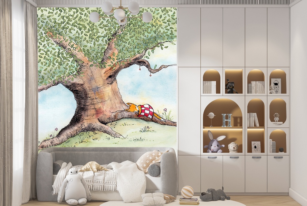 Nori Fox Sleeps Wall Mural by Chantal Bourgonje