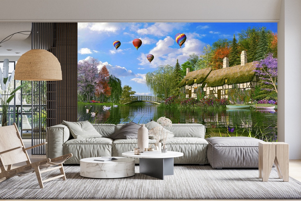 Old River Cottage Wall Mural by Dominic Davison