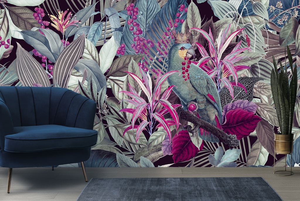 Parrot King Pink Wall Mural by Andrea Haase