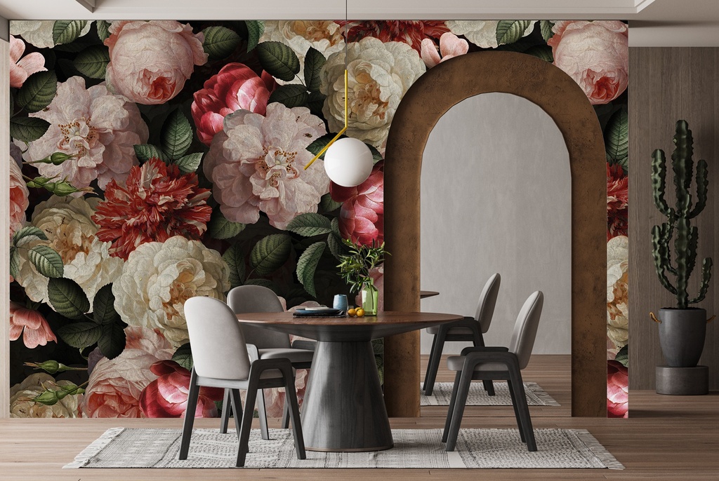 Pink & White Floral Wall Mural by Uta Naumann