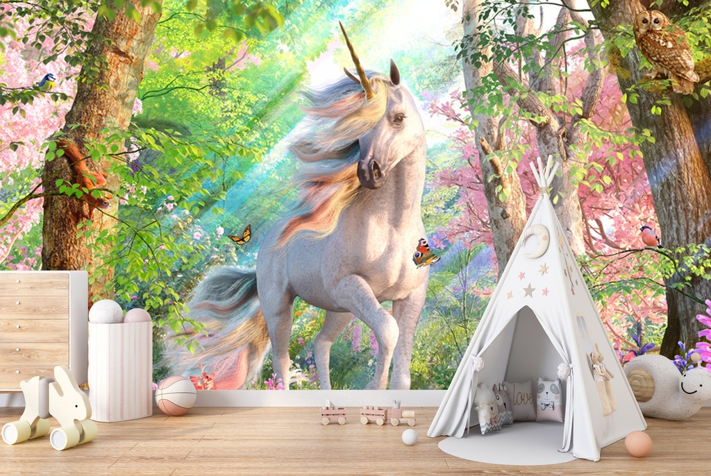 Unicorn Enchanted Forest Wall Mural by David Penfound
