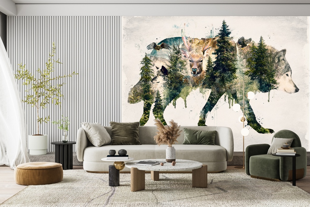 Walk with Wolves Wall Mural by Barrett Biggers