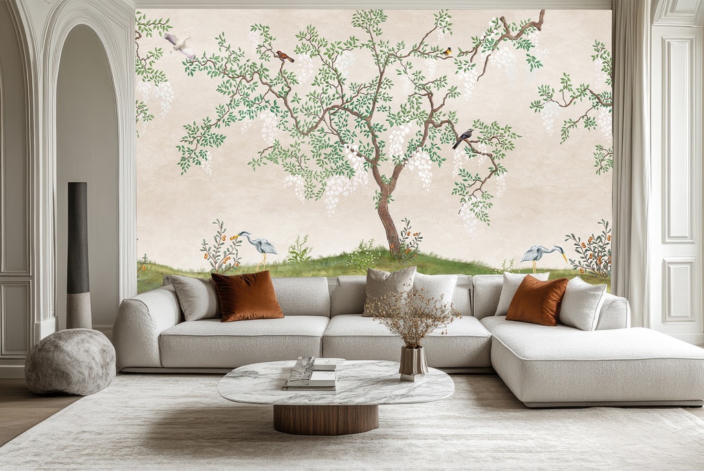 Chinoiserie Garden Tree Wall Mural Wallpaper