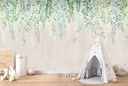 Green Branches Floral Chinoiserie Wall Mural Wallpaper