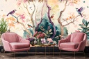 Pink Floral Pretty Birds Chinoiserie Wall Mural Wallpaper