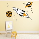 Black & Yellow Space Rocket Wall Sticker
