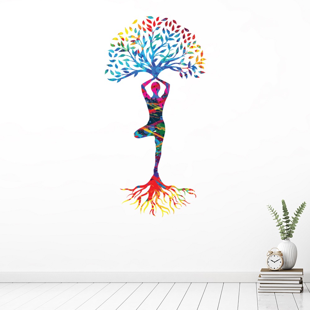 Colourful Yoga Tree Yoga Studio Decor Wall Sticker