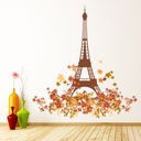 Eiffel Tower Autumn Flowers Wall Sticker