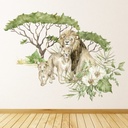 Lion Family Jungle Safari Trees Wall Sticker