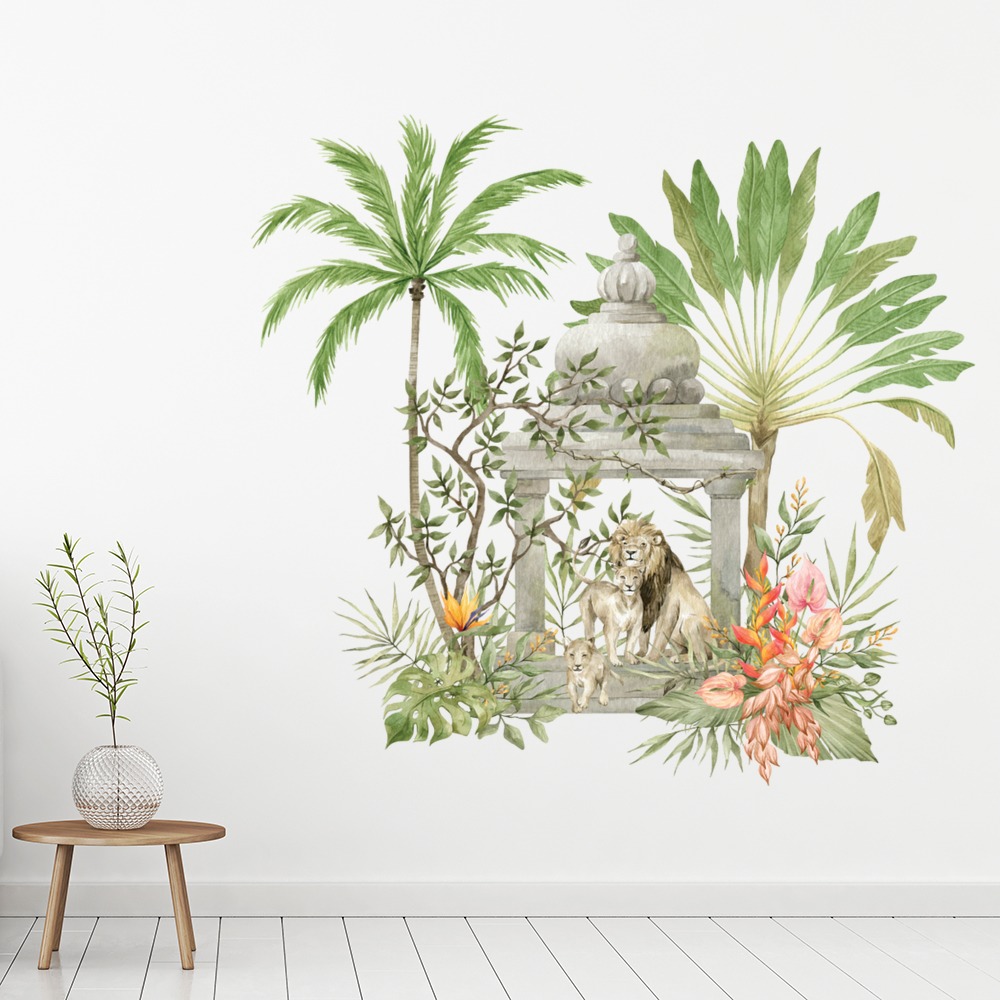 Lion Temple Tropical Jungle Safari Wall Sticker