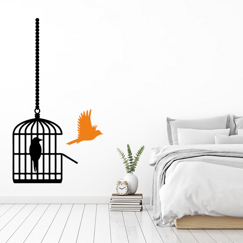 Open Bird Cage Decor Wall Sticker