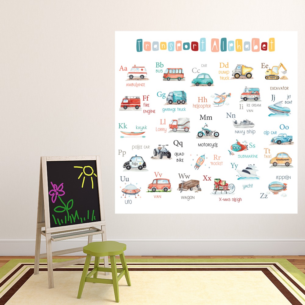 Transport Alphabet Nursery Kids Wall Sticker