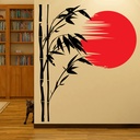 Bamboo Tree & Red Sun Wall Sticker