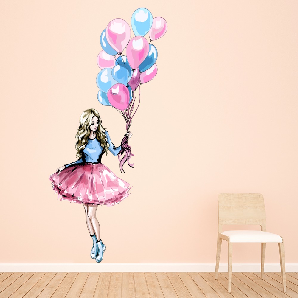 Balloon Girl Fashion Wall Sticker