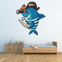 Blue Shark Pirate Kids Wall Sticker