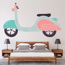 Blue Retro Scooter Wall Sticker