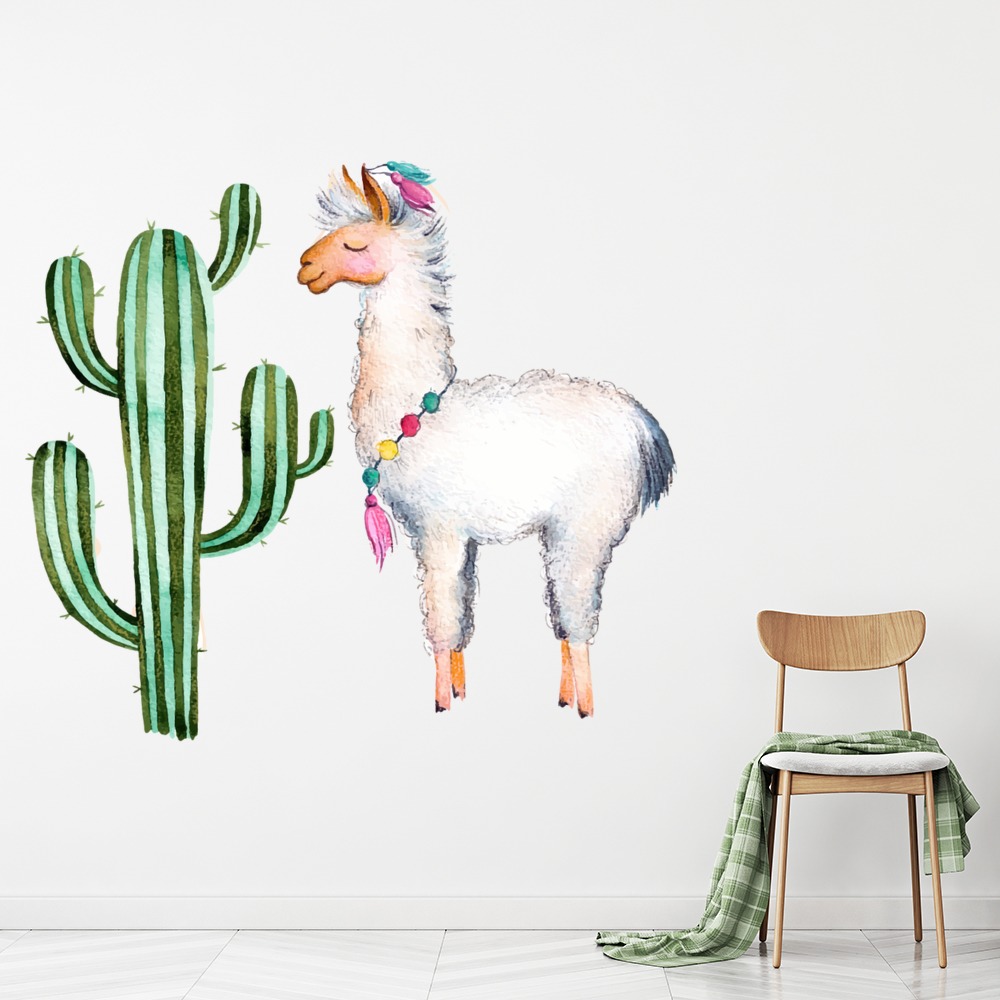 Cactus And Llama Wall Sticker