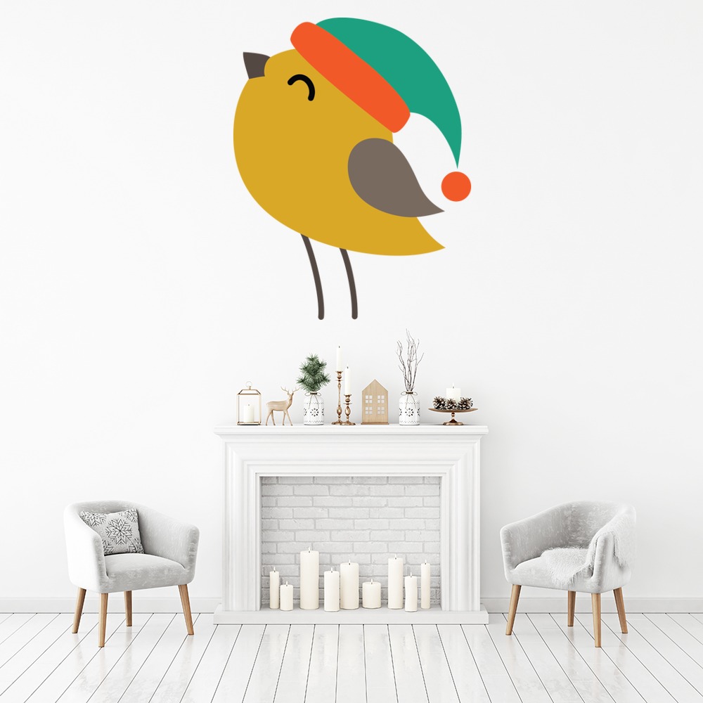 Festive Bird Christmas Wall Sticker