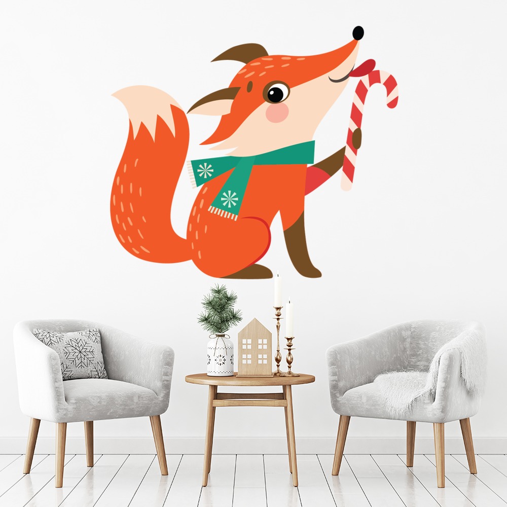 Festive Fox Christmas Wall Sticker