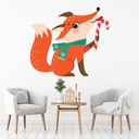 Festive Fox Christmas Wall Sticker