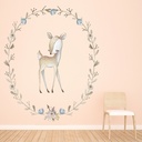 Floral Deer Wreath Baby Nursery Wall Sticker